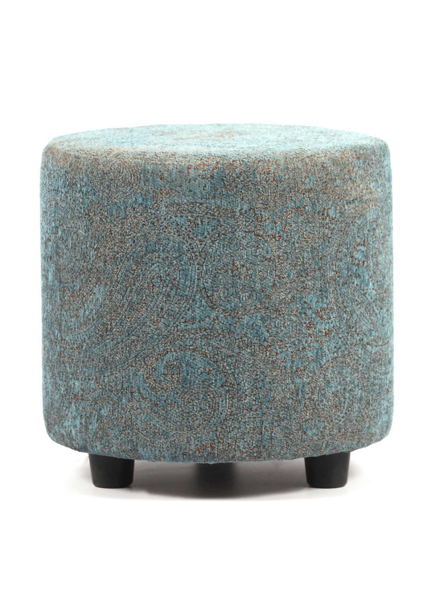Ikiriya Lisbon Jacquard Brown & Blue Wood Ottoman