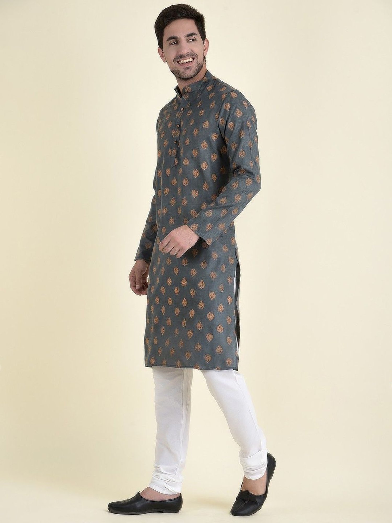 TABARD Green Cotton Regular Fit Printed Kurta Bottom Set