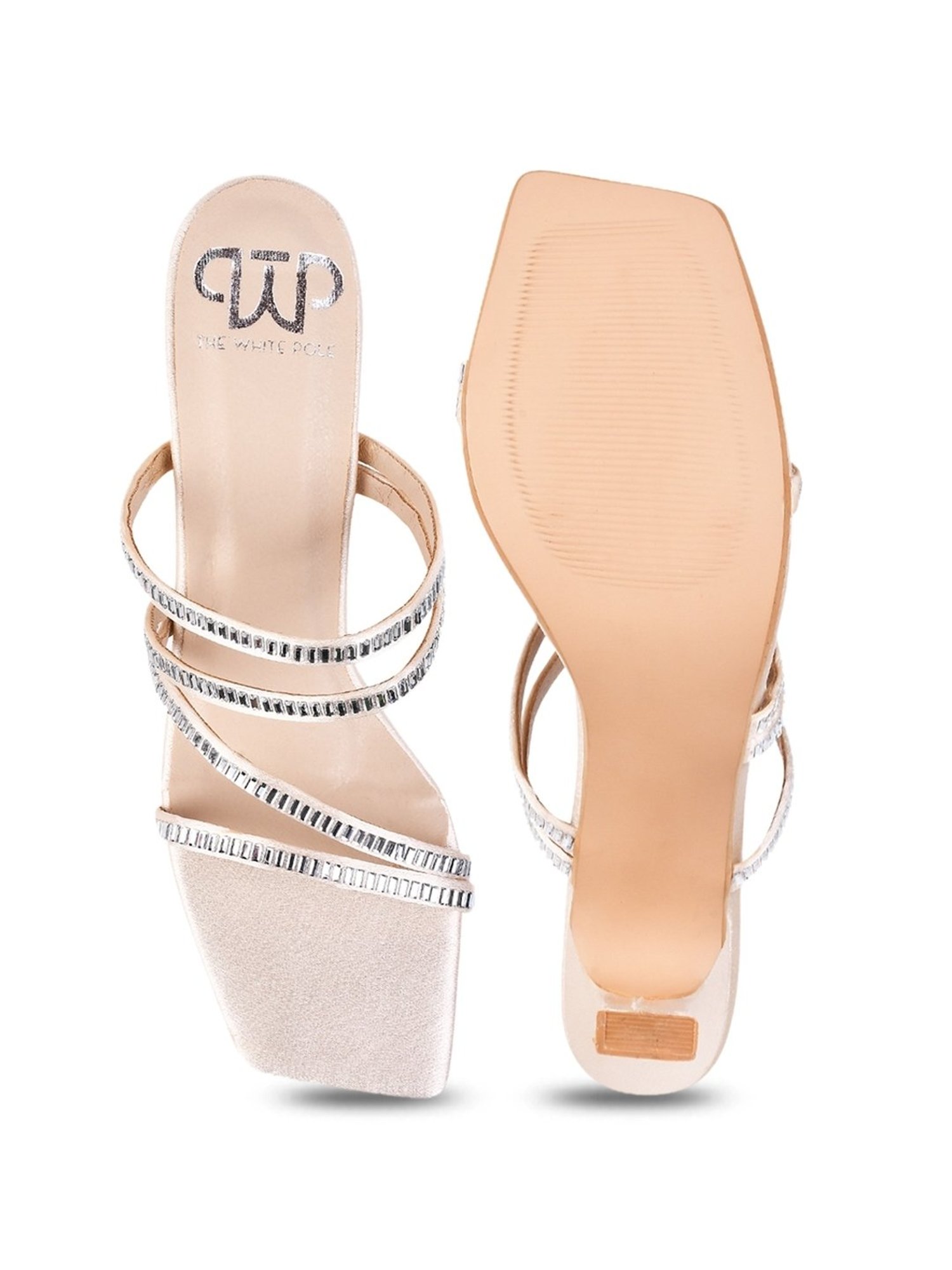 The White Pole Women's Cream Casual Sandals