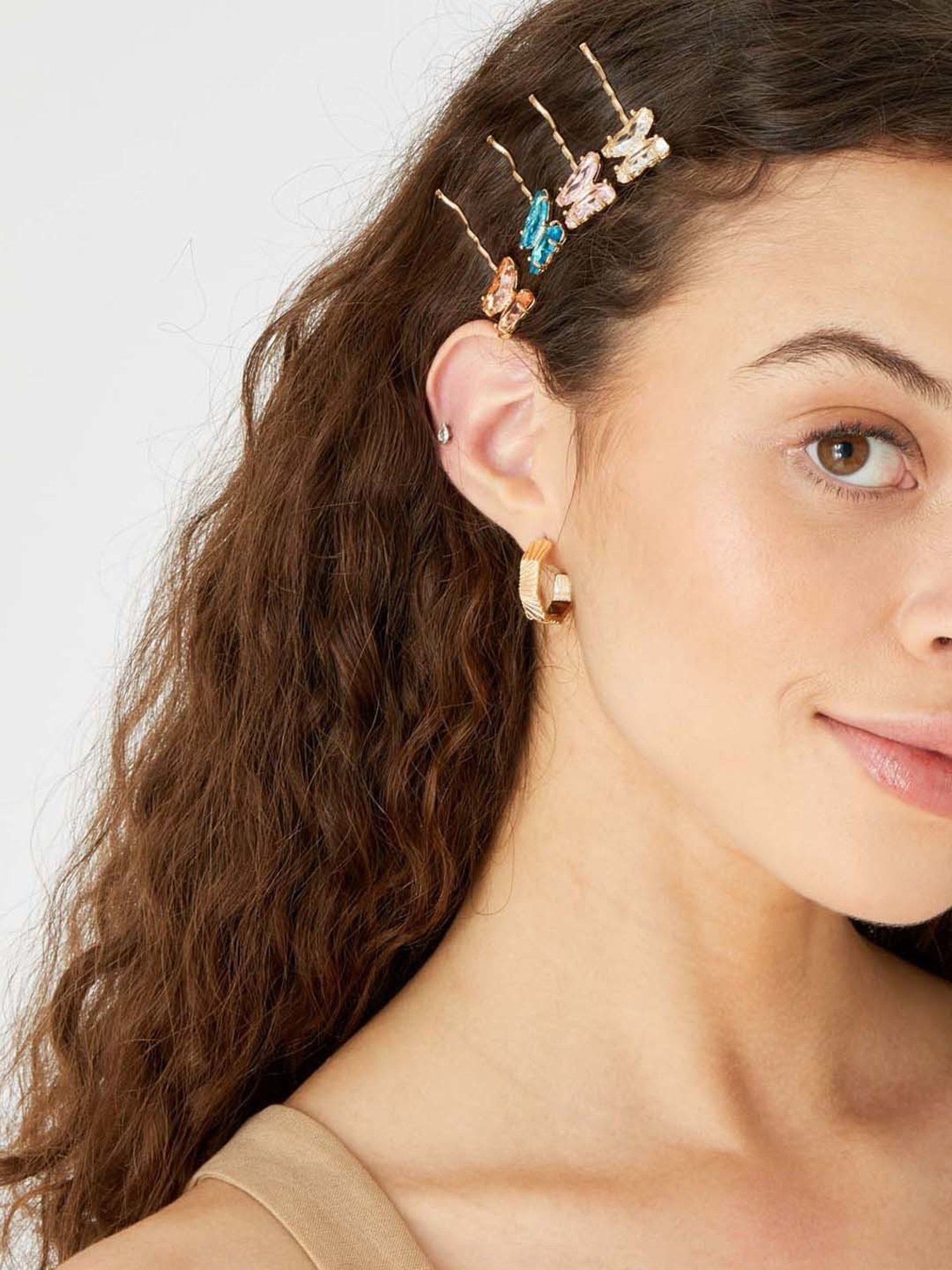 Accessorize London Golden Embellished Hair Clips - Pack of 4