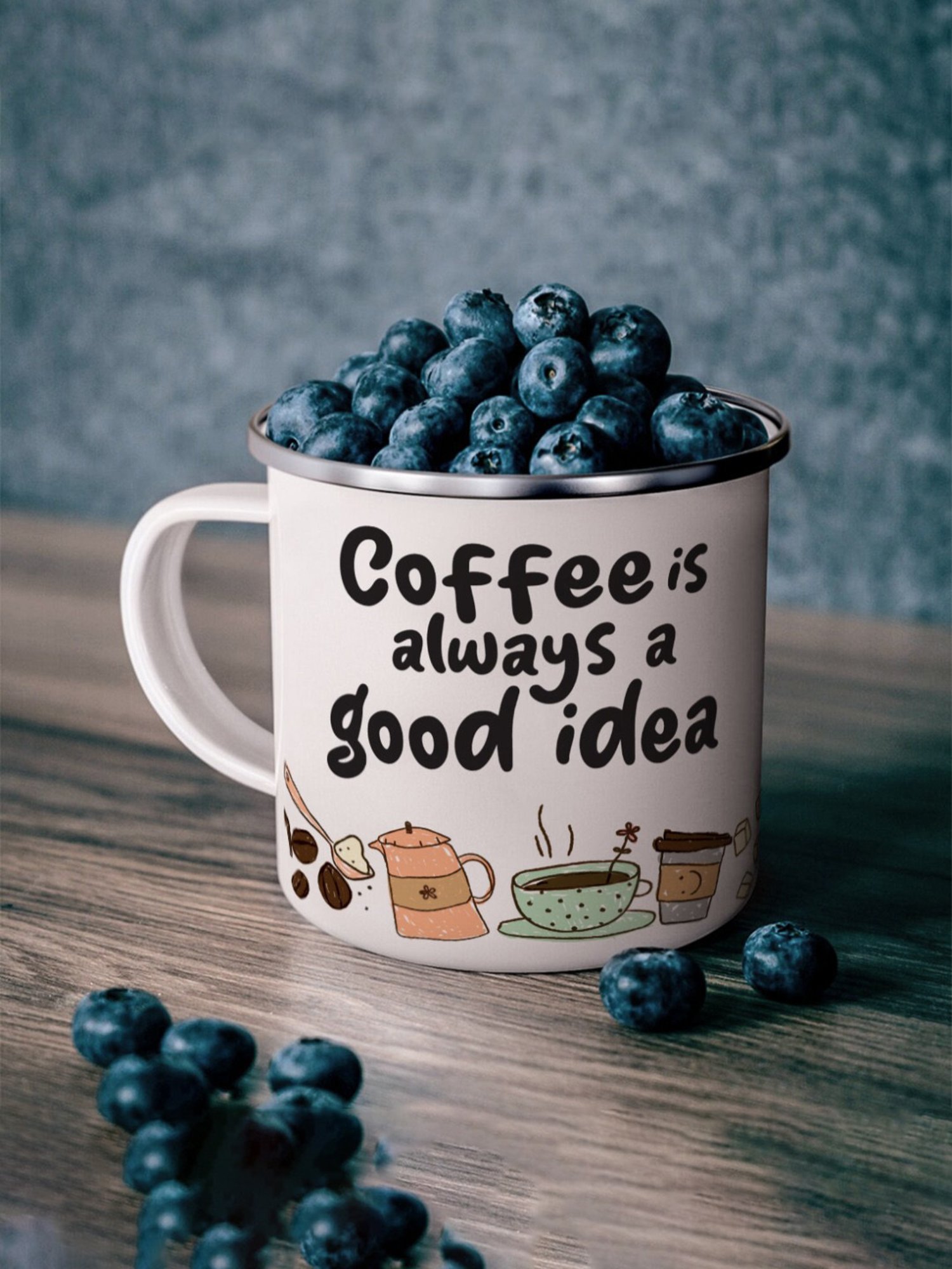 Gathari Enamel White Stainless Steel Coffee Mug