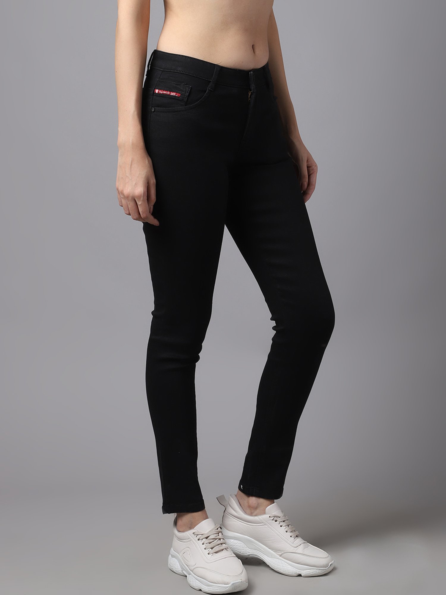Crozo By Cantabil Black Regular Fit Mid Rise Jeans
