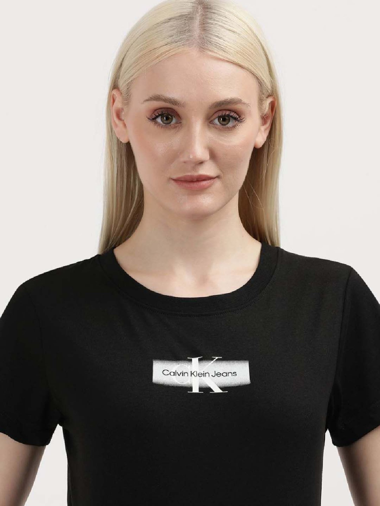 CALVIN KLEIN Black Cotton Logo Print T-Shirt