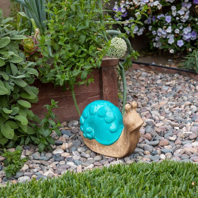 10" Ceramic Snail with Shell Figurine Teal - Sagebrook Home