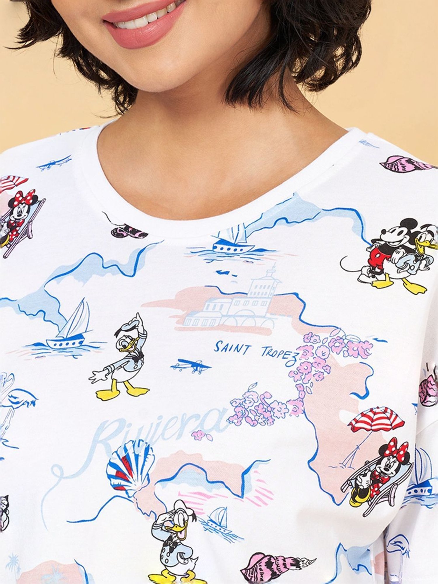 Honey by Pantaloons White Cotton Printed T-Shirt