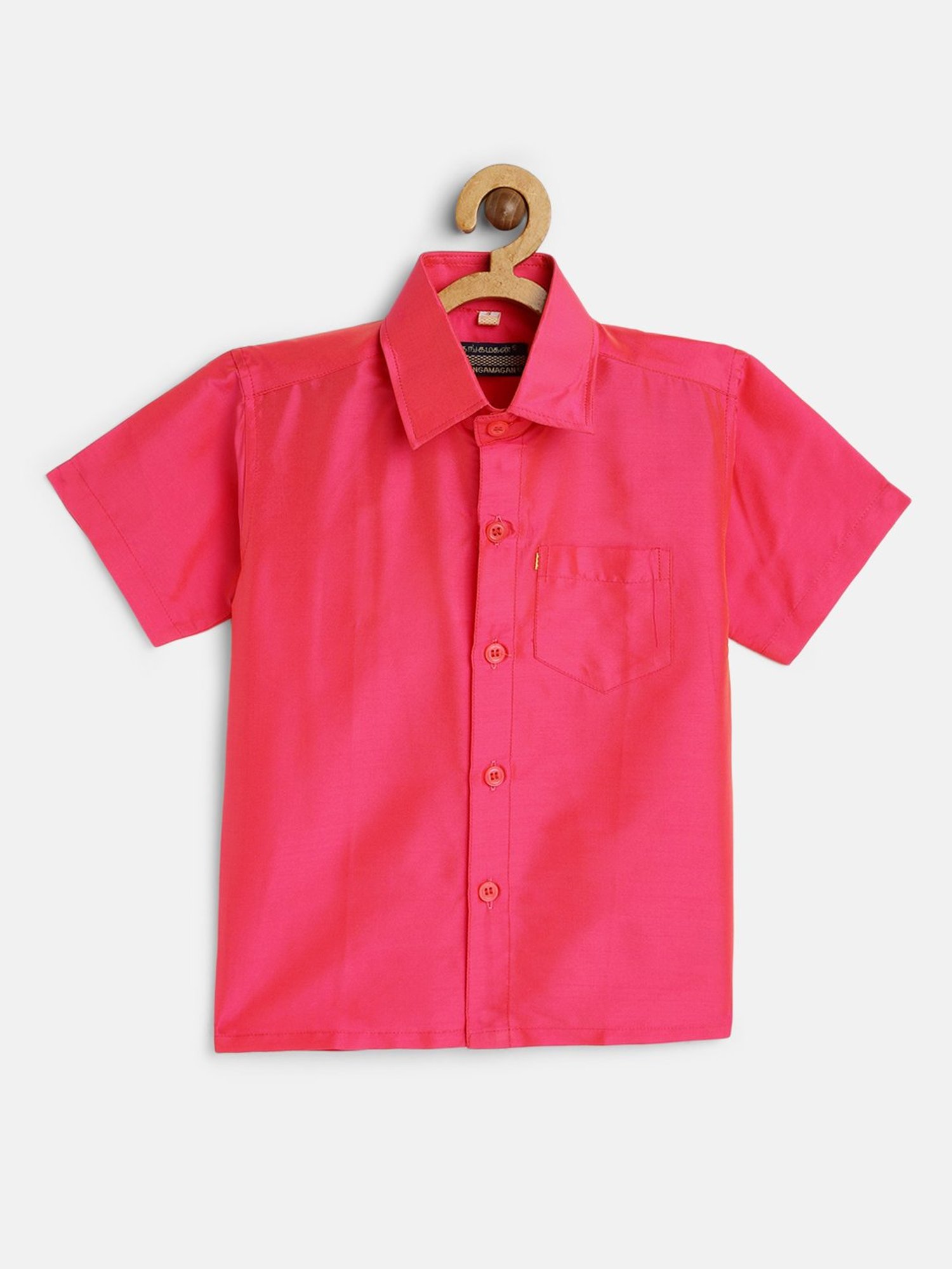 THANGAMAGAN Kids Pink Solid Shirt