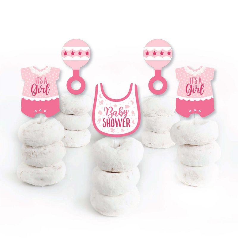 Big Dot of Happiness Hello Little One - Pink and Gold - Table Decorations - Girl Baby Shower Fold and Flare Centerpieces - 10 Count