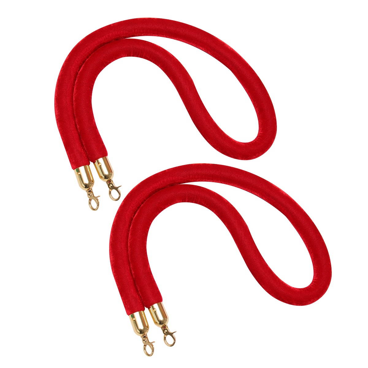 2pcs 1.5m Queuing Rope Barrier Rope Crowd Control Lint Rope with Hooks (Red)