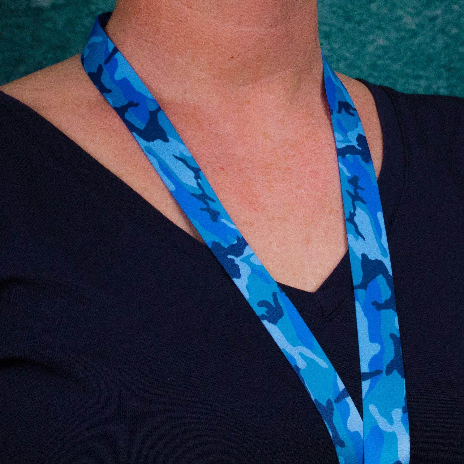 Buttonsmith Blue Camo Premium Breakaway Lanyard with Buckle and Flat Ring - Safety Breakaway, Buckle and Flat Ring - Made in USA