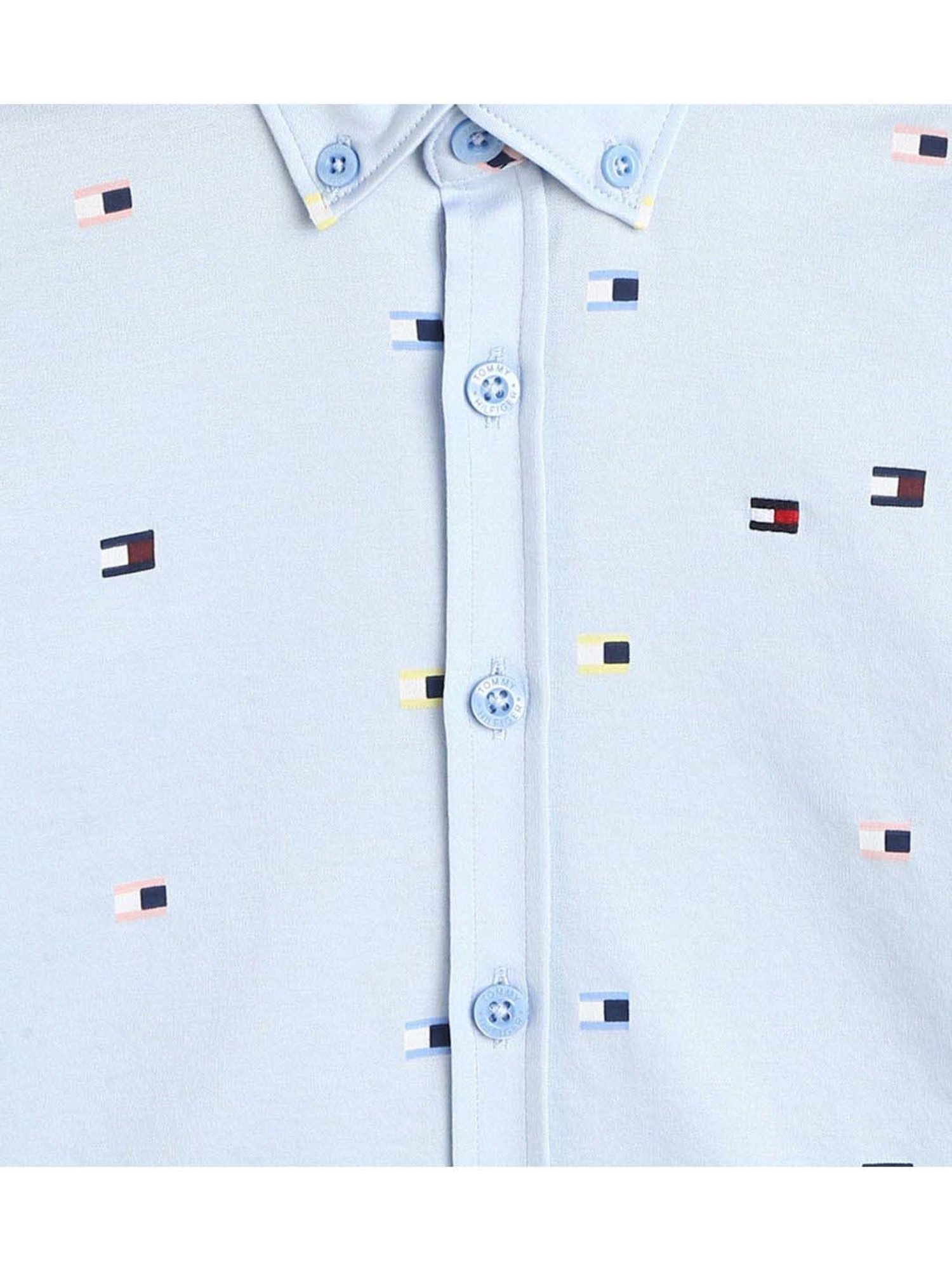 Tommy Hilfiger Blue Printed Organic Cotton Boys Shirt