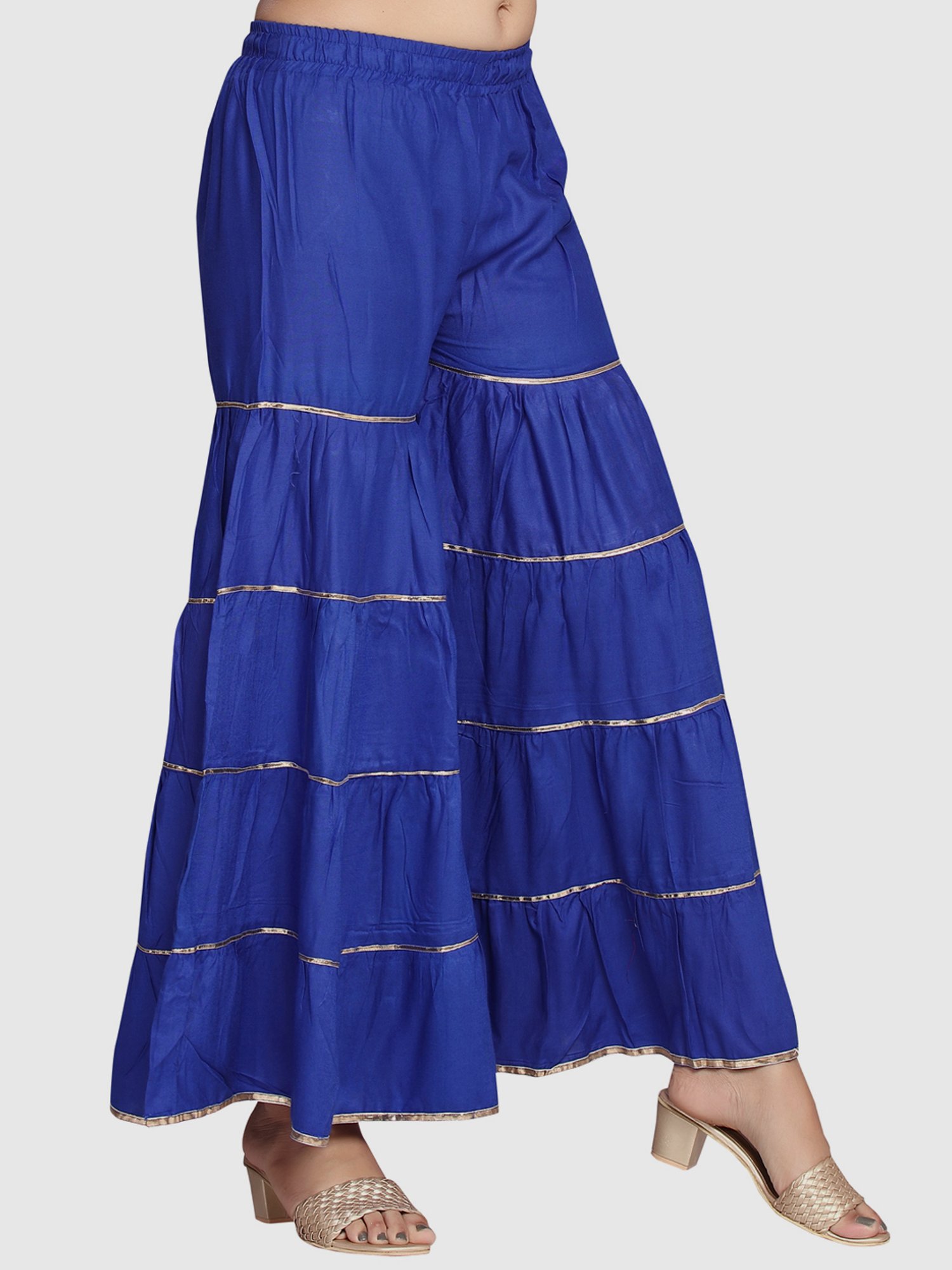 Aarika Blue Cotton Striped Sharara