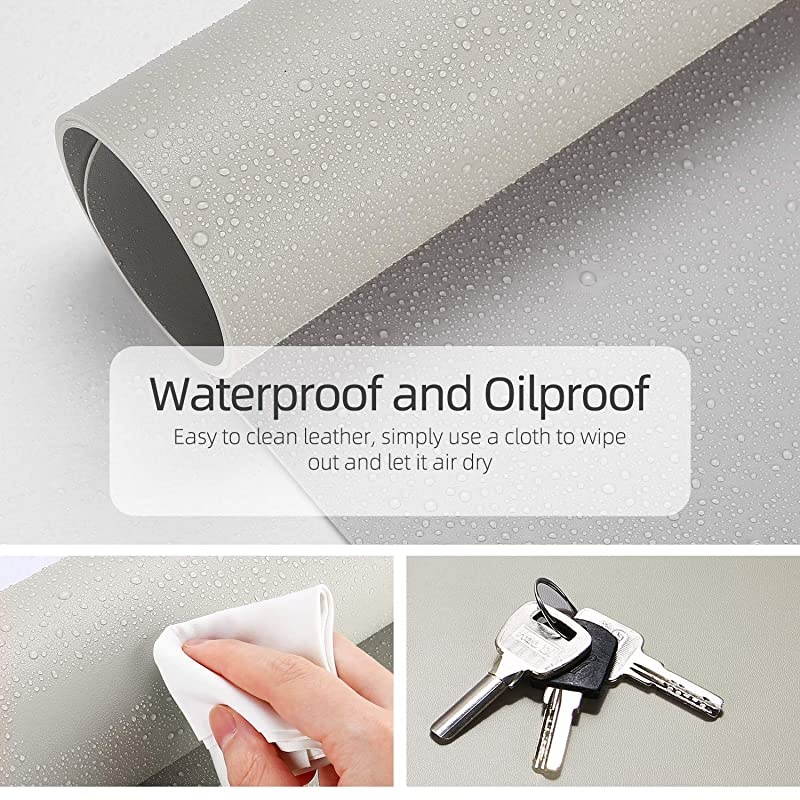 Multifunctional Office Desk Pad Ultra Thin Waterproof PU Leather Mouse Pad Dual Use Desk Writing Mat for OfficeHome 315 x 157 Grey