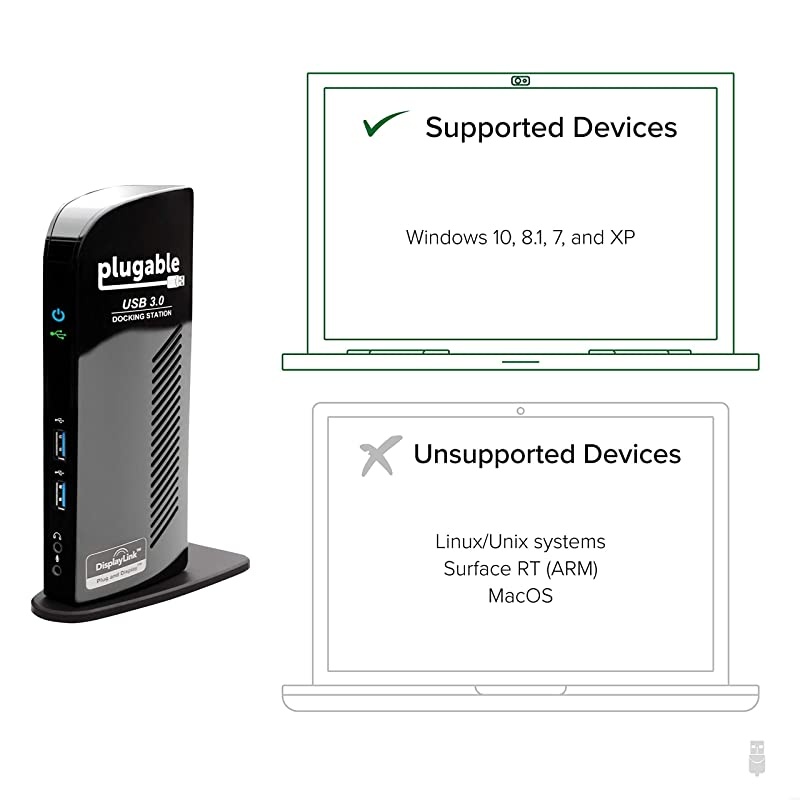 USB 30 Universal Laptop Docking Station for Windows Dual Video HDMI and DVIVGA Gigabit Ethernet Audio 6 USB Ports