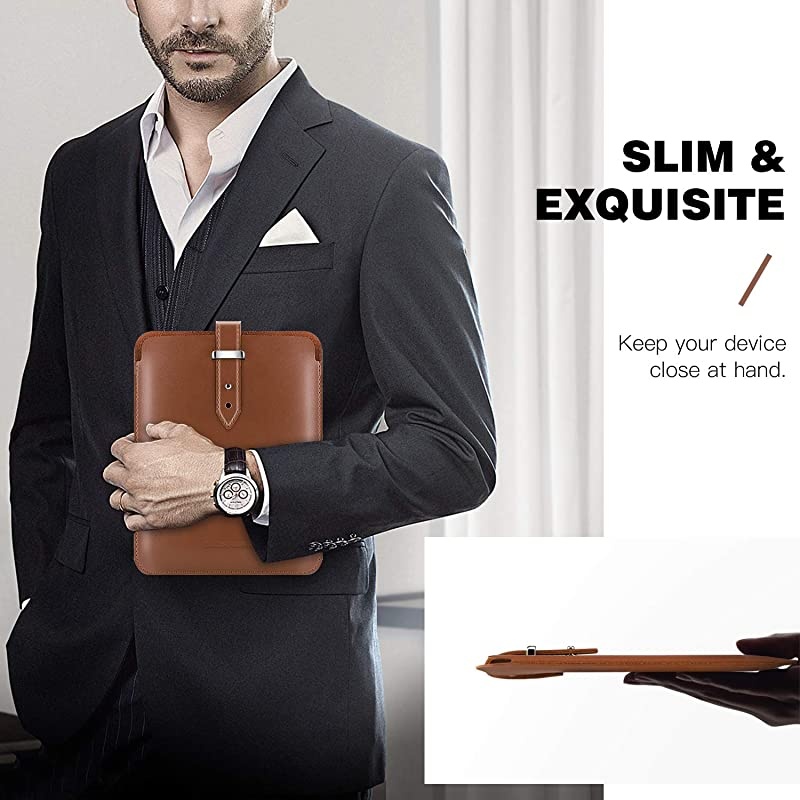 6" Sleeve Case Compatible with All-New Kindle 10th Gen 2019/Kindle Paperwhite 2018, PU Leather Pouch Protective Bag Cover Fits All Kindle Paperwhite/Voyage/Oasis 6"/8th Gen 2016 - Brown