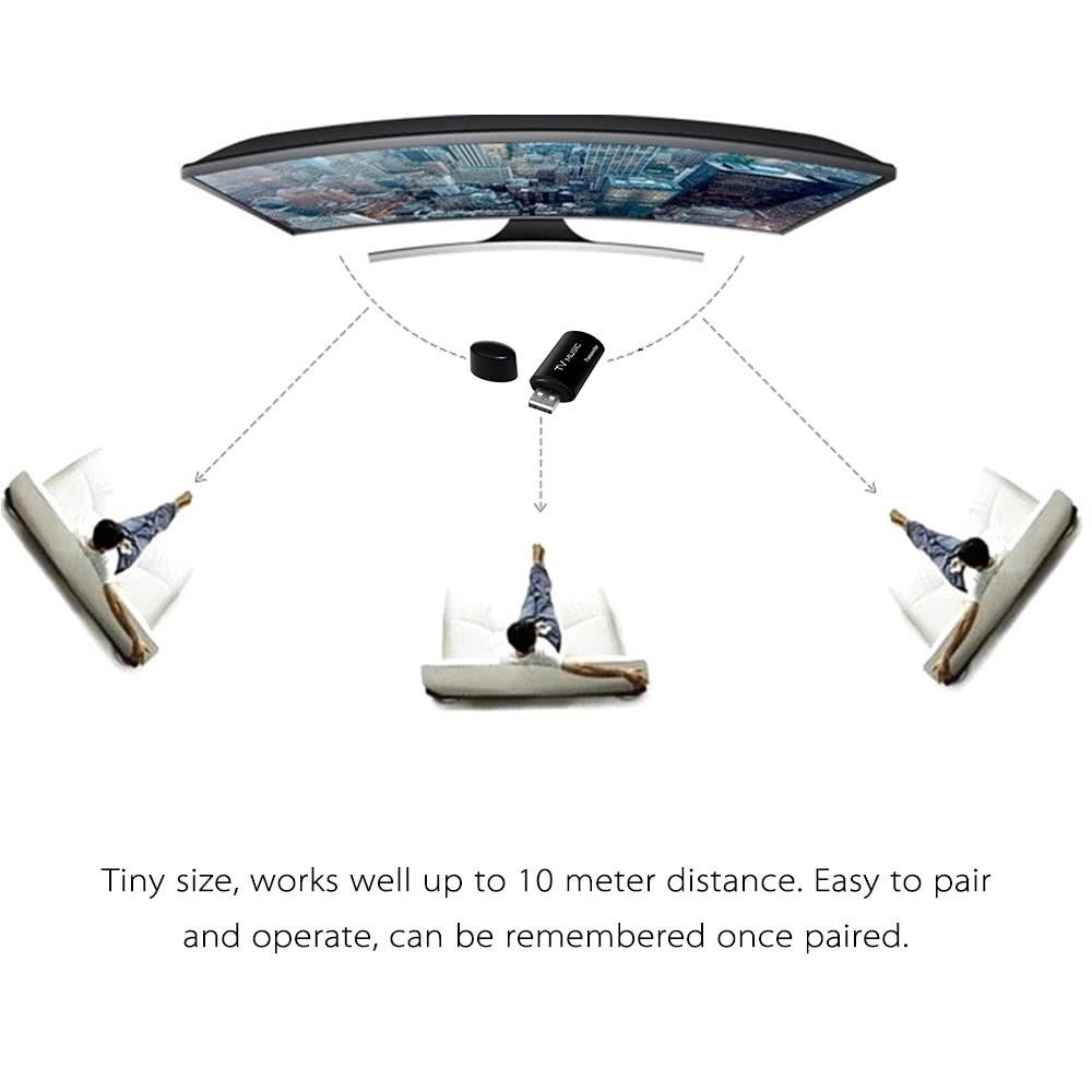 TS-BT35F05 USB Bluetooth Audio Transmitter Wireless Stereo Bluetooth Music Box Dongle Adapter for TV MP3 PC Black