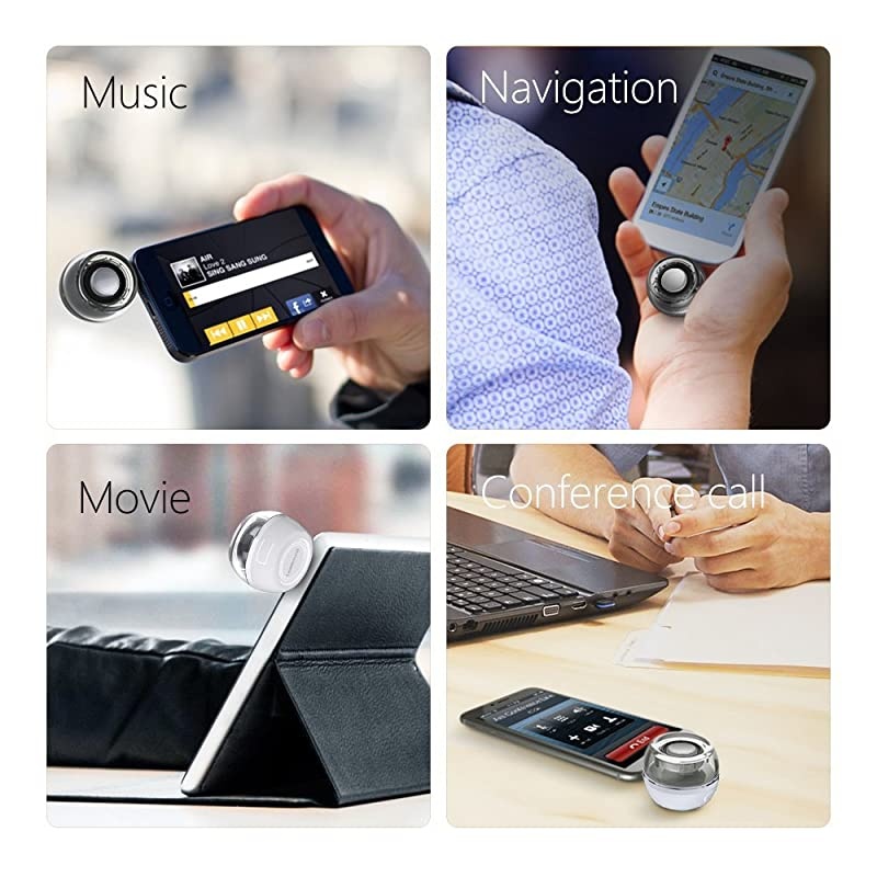 Portable Speaker,  Crystal 3W 27mm 8O Mini Wireless Speaker with 3.5mm Aux Audio Jack Plug in Clear Bass Micro USB Port Audio Dock for Smart Phone, for Pad, Computer (White)