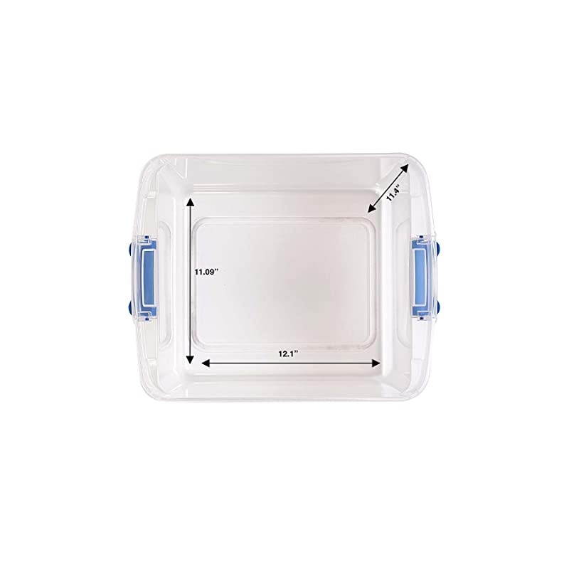 Plastic Storage Modular Stackable Storage Bins with Blue Latching Handles 31 Quart Clear 4Pack