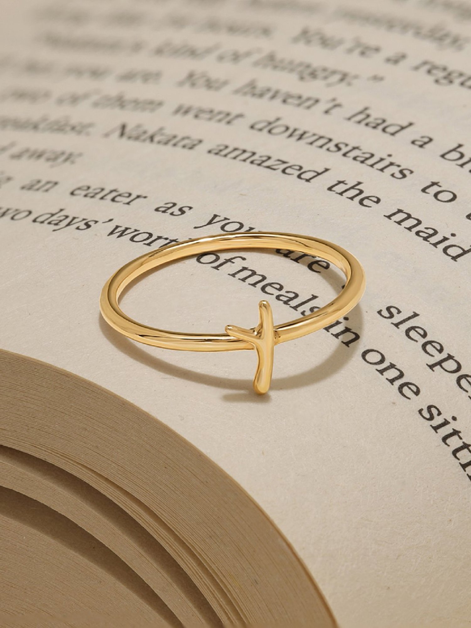 Mia by Tanishq Letter Y 14k Yellow Gold Initial Ring