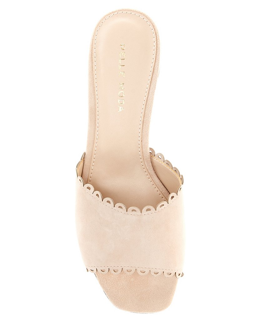 Pelle Moda Rayna Suede Scalloped Block Heel Slides