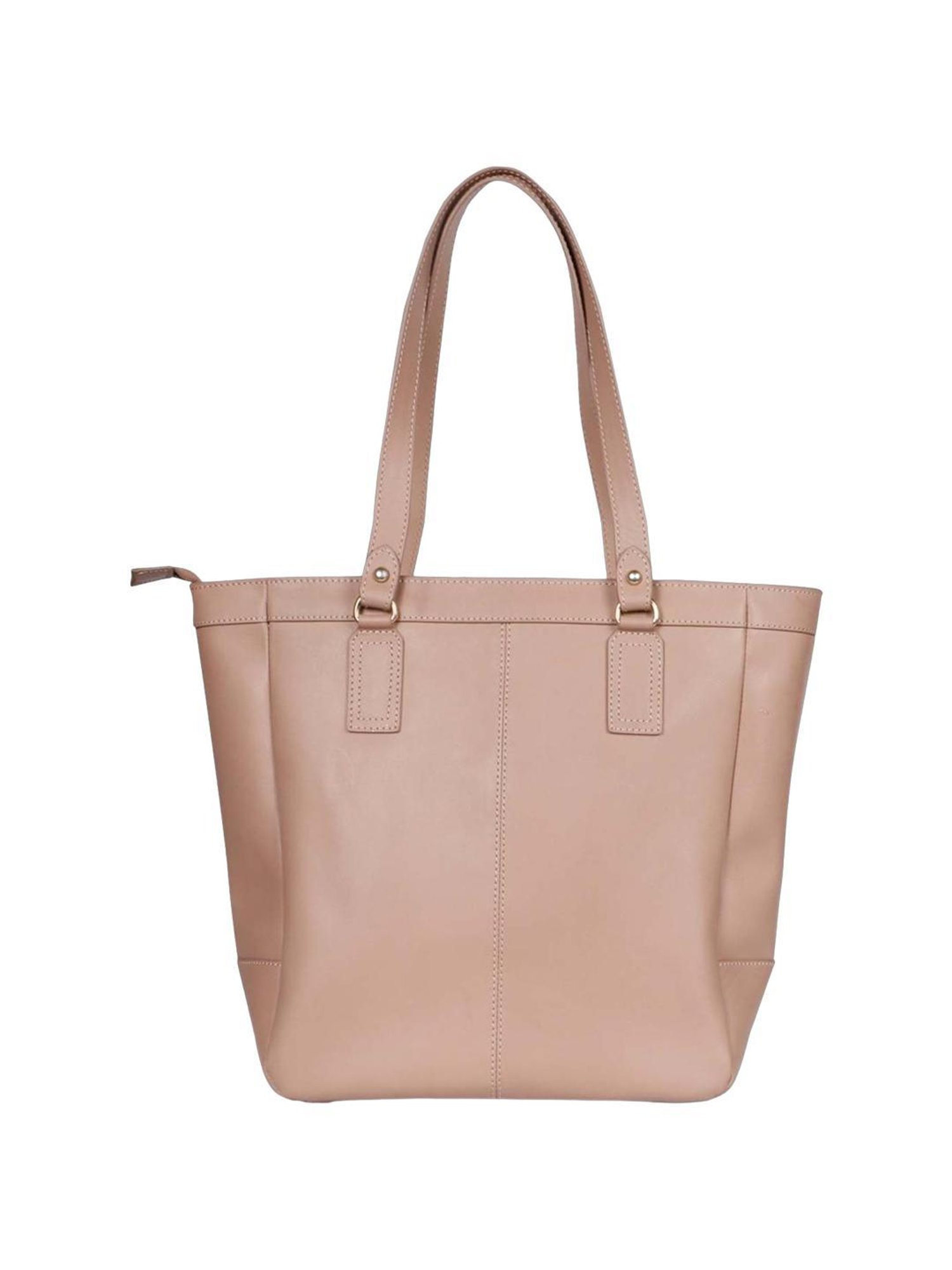 Favore Peach Solid Medium Tote Handbag
