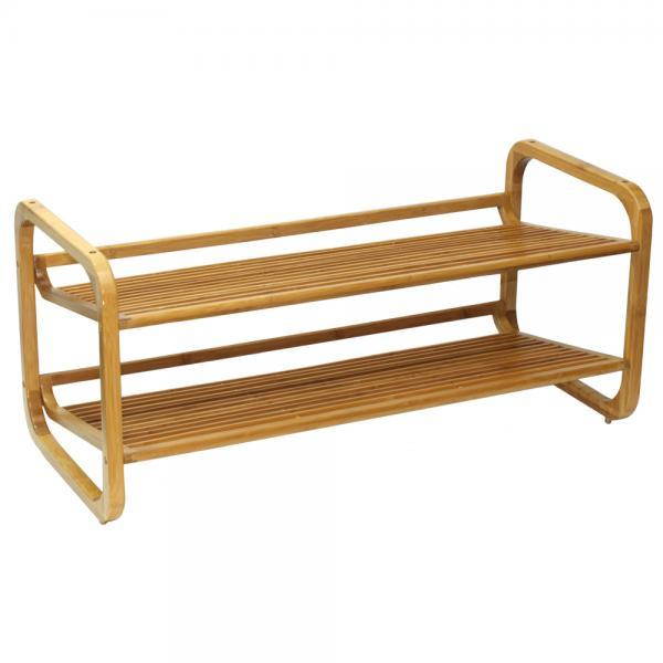 Oceanstar Two-Tier Slatted-Shelf Bamboo Shoe Rack