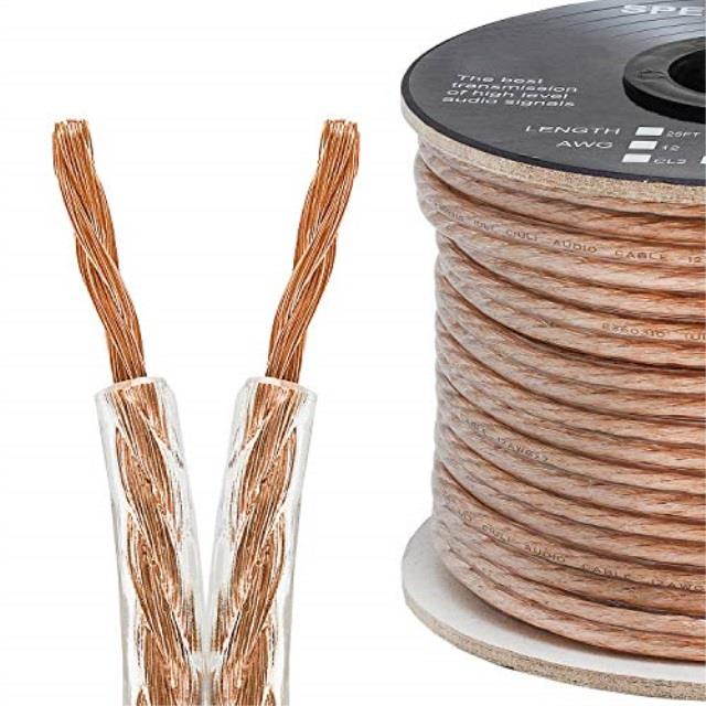 Cmple - 14AWG Clear Jacket Compact Speaker Wire Cable - 50ft