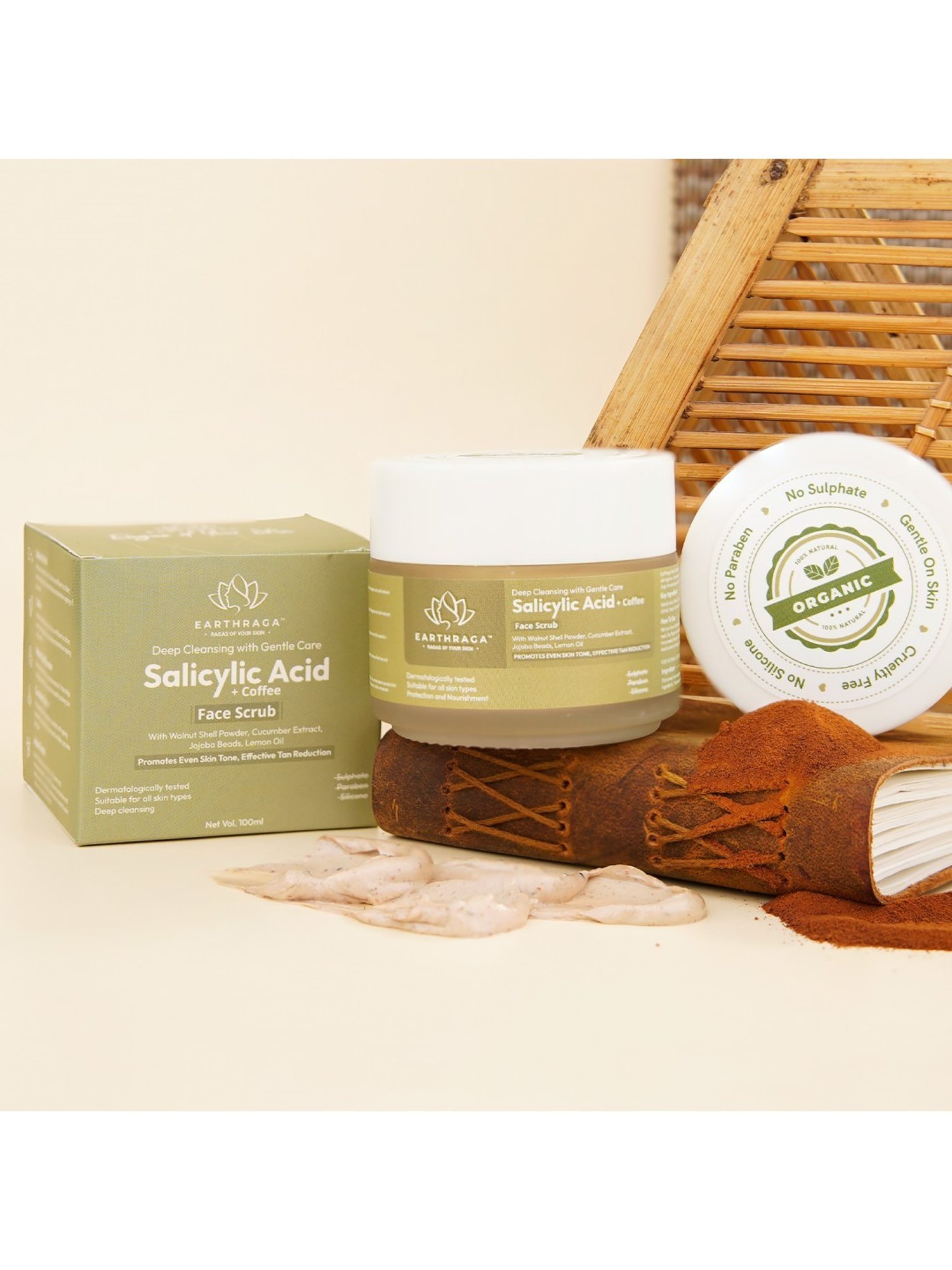 Earthraga Deep Cleansing with Gentle Care Salicylic Acid + Coffee Face Scrub - 100 ml