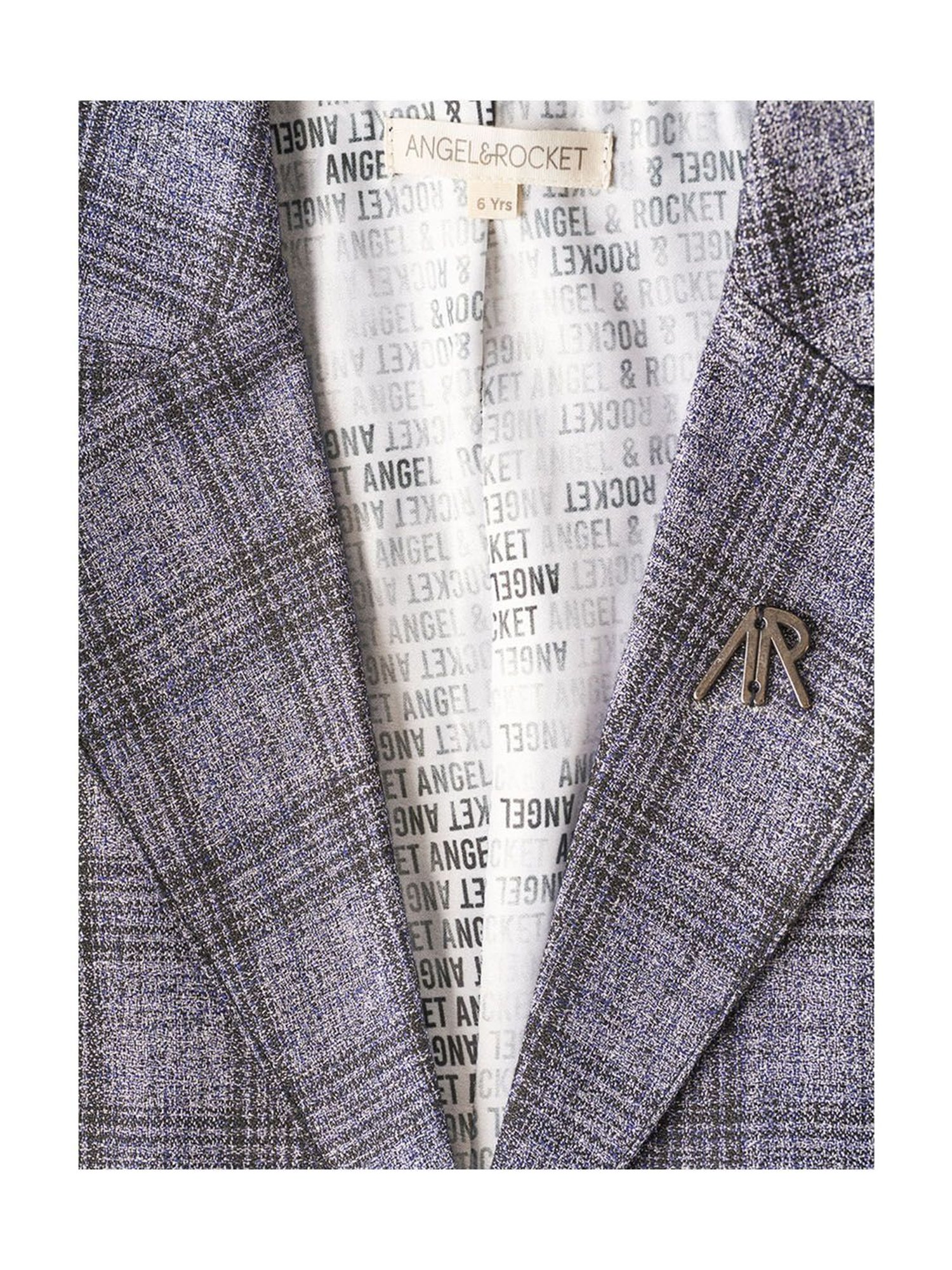 Angel & Rocket Kids Purple Checks Full Sleeves Blazer