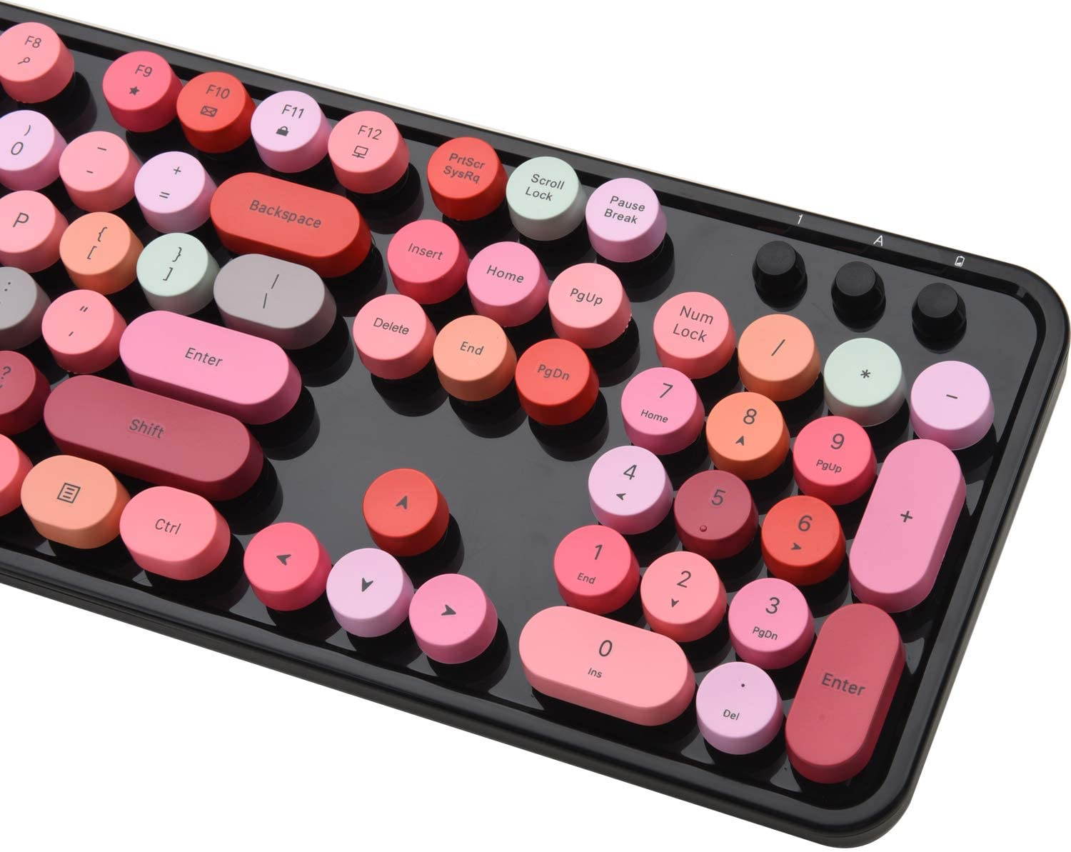 UBOTIE Colorful Computer Wireless Keyboard Mouse Combos, Typewriter Flexible Keys Office Full-Sized Keyboard, 2.4GHz Dropout-Free Connection and Optical Mouse (Black-Colorful)