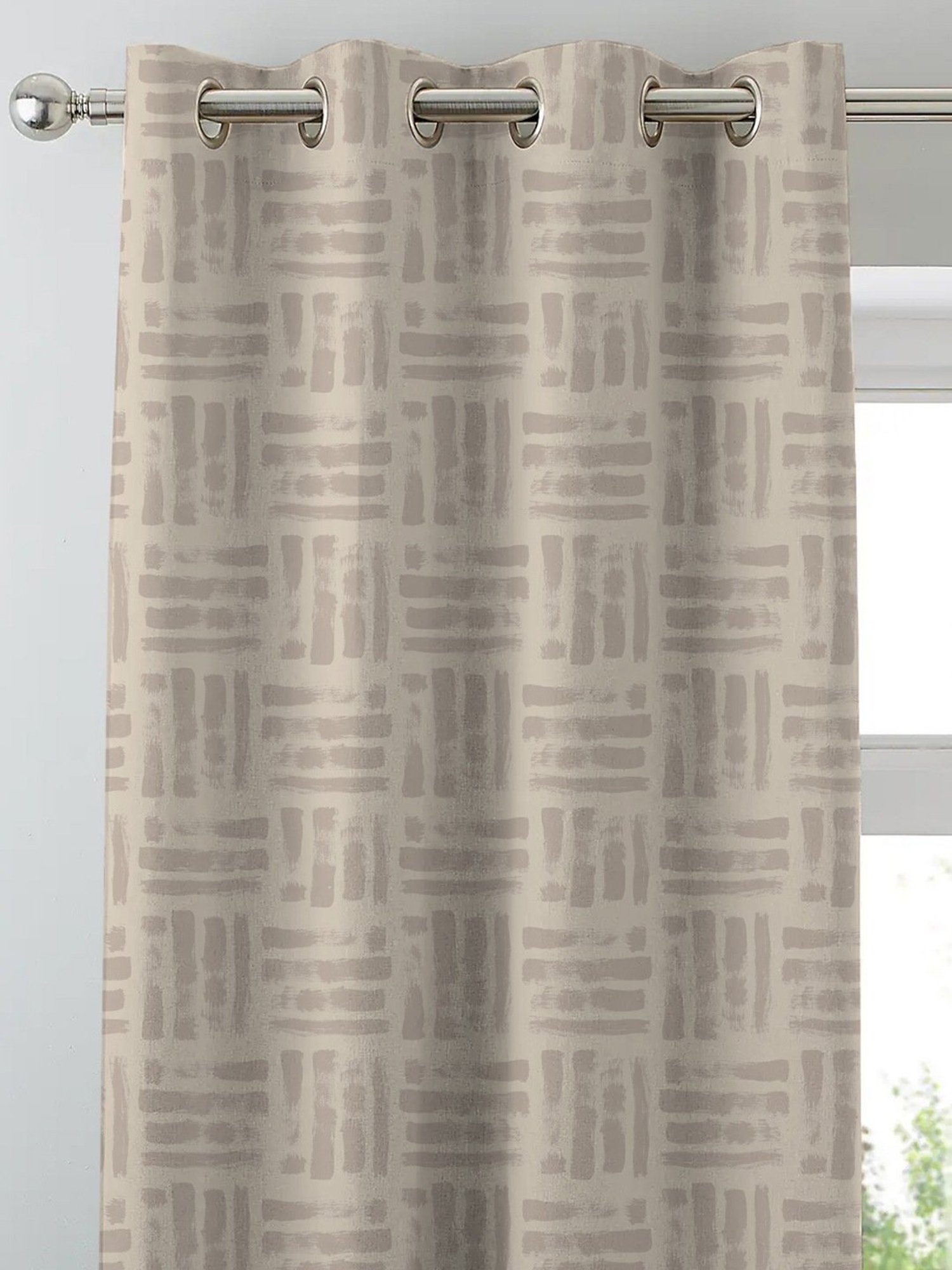 SPACES DRAPE STORY Elegent Beige Polyester 8 FT Door Curtain - Set of 2