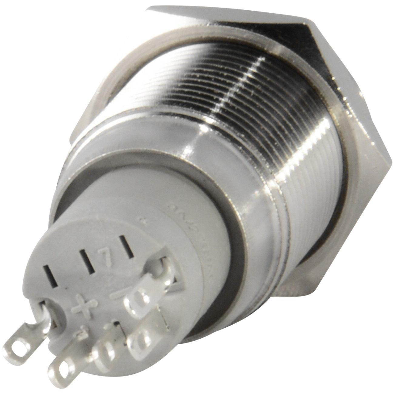 16mm Stainless Steel Momentary Push Button Switch with Yellow LED