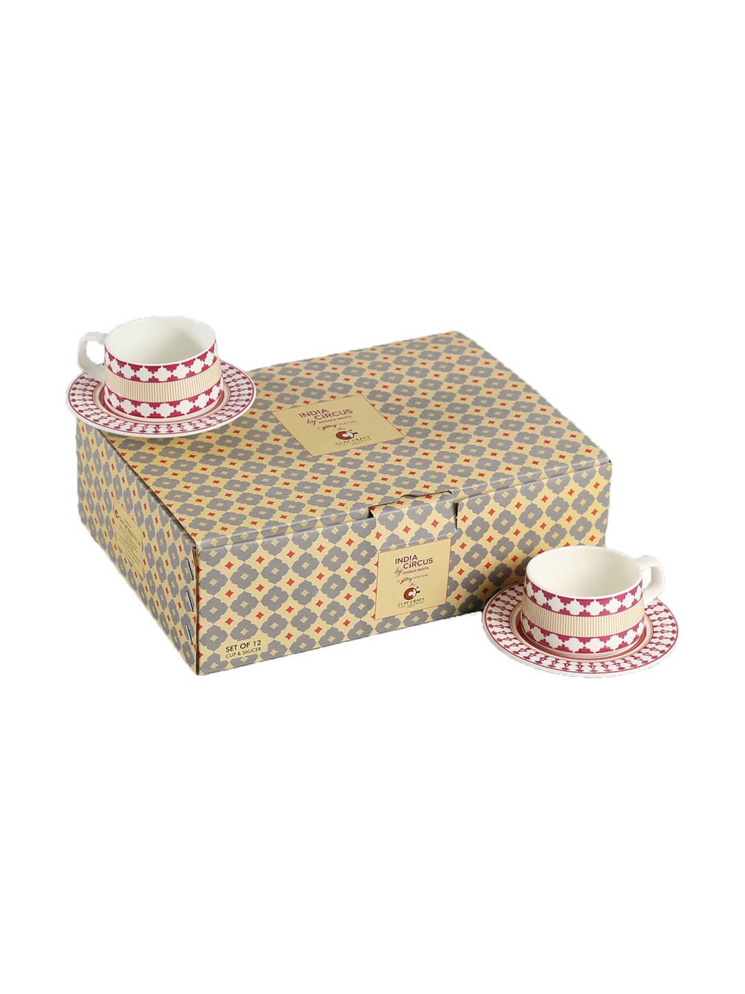 India Circus Multicolor Ceramic Tea Cup Set - Set of 6