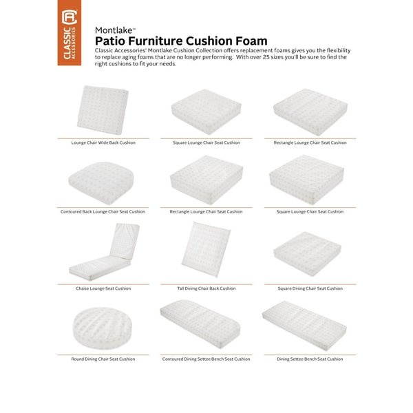 Classic Accessories 61-055-010901-RT Patio Chair Seat & Back Cushion Foams - 44 x 20 x 3 in.