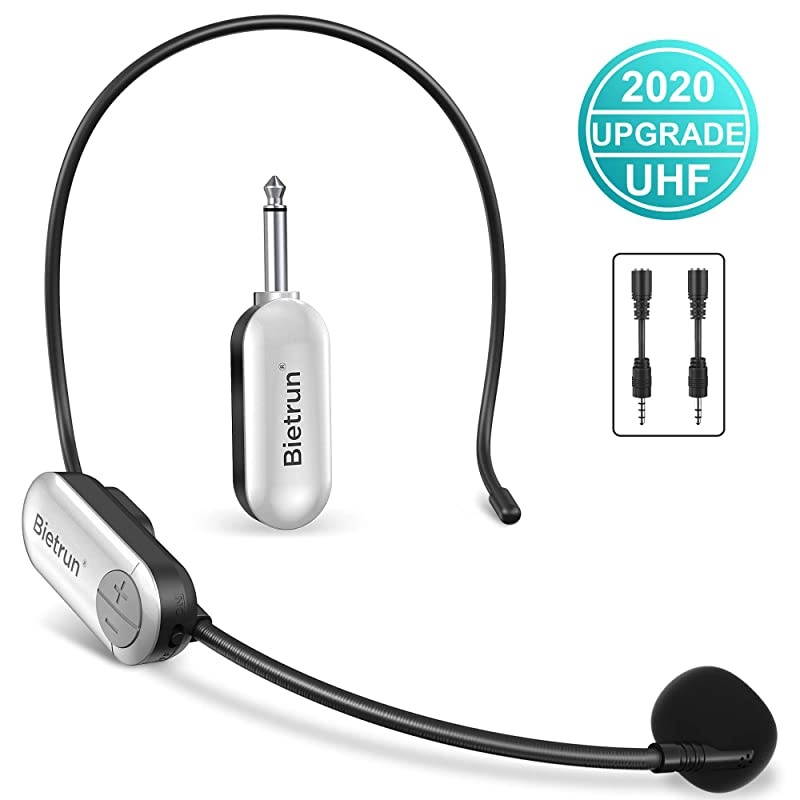 Microphone Headset New Upgrade UHF Headset Mic System 165ft Range 14amp18 Plug HeadsetHandheld 2 in 1 for iPhone iPad Android PC Camera Speaker Recording Amplifier