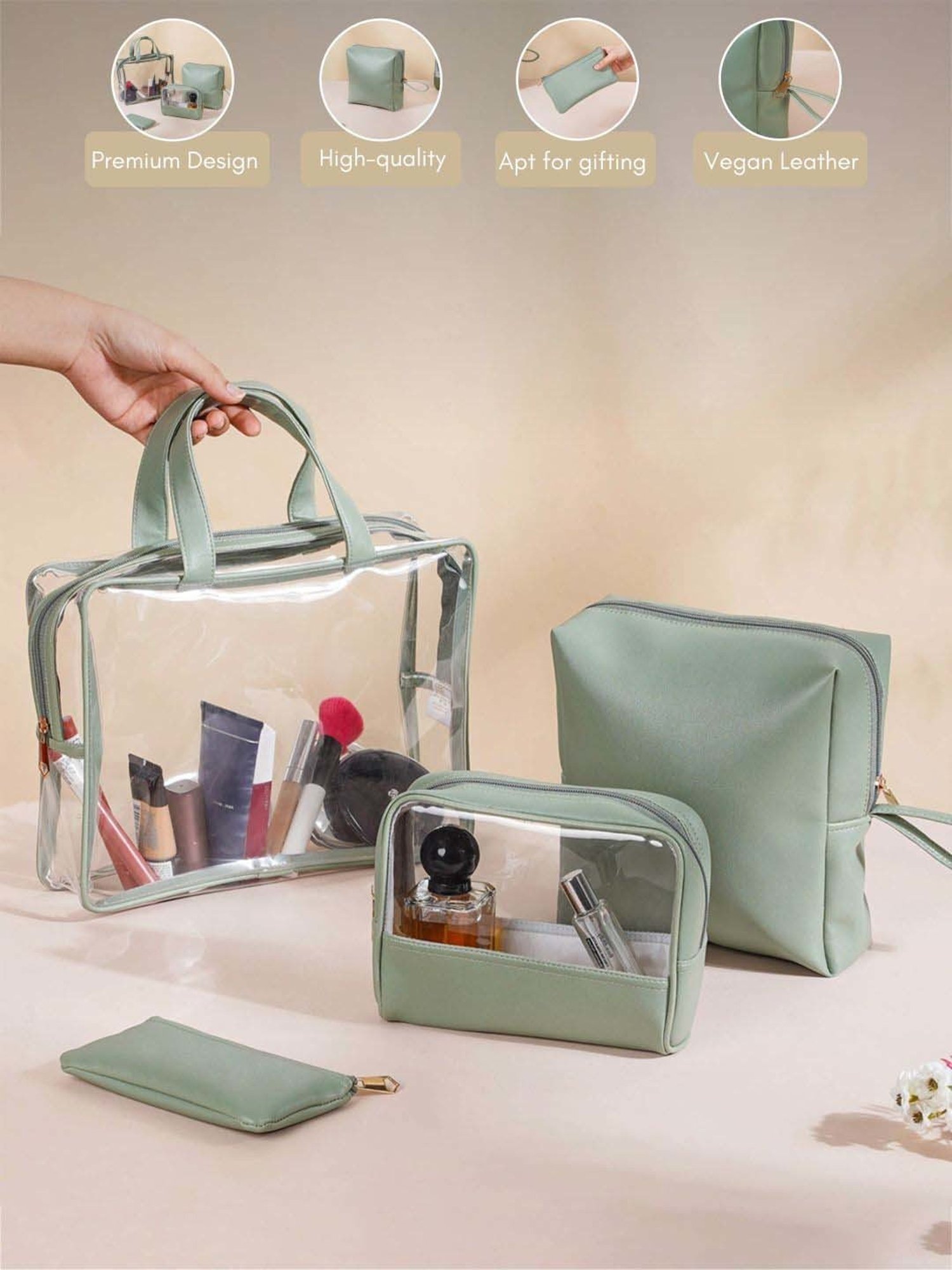 HOSTA HOMES Black Pvc Parachute Material Zipper Bag - Set of 2