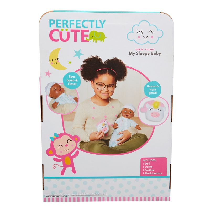 Perfectly Cute My Sleepy Baby - 14" Baby Girl Doll - Dark Brown Hair