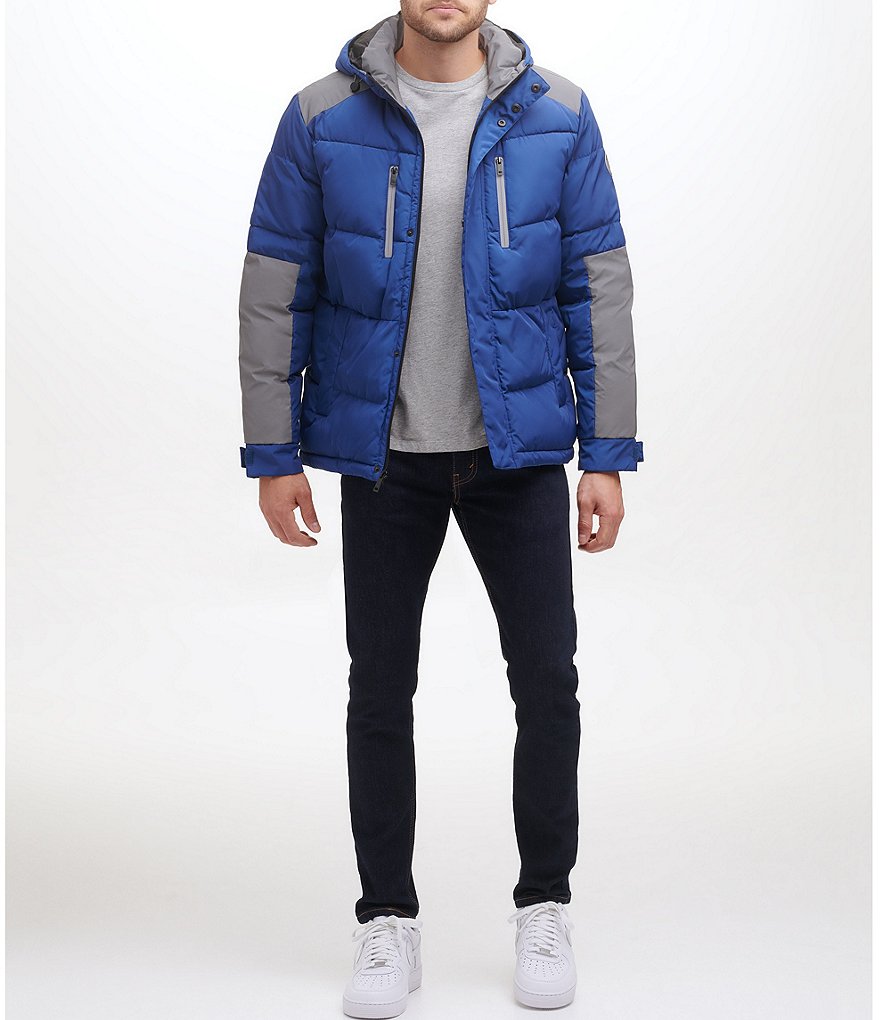 Kenneth Cole New York Long-Sleeve Mixed-Media Hooded Puffer Jacket