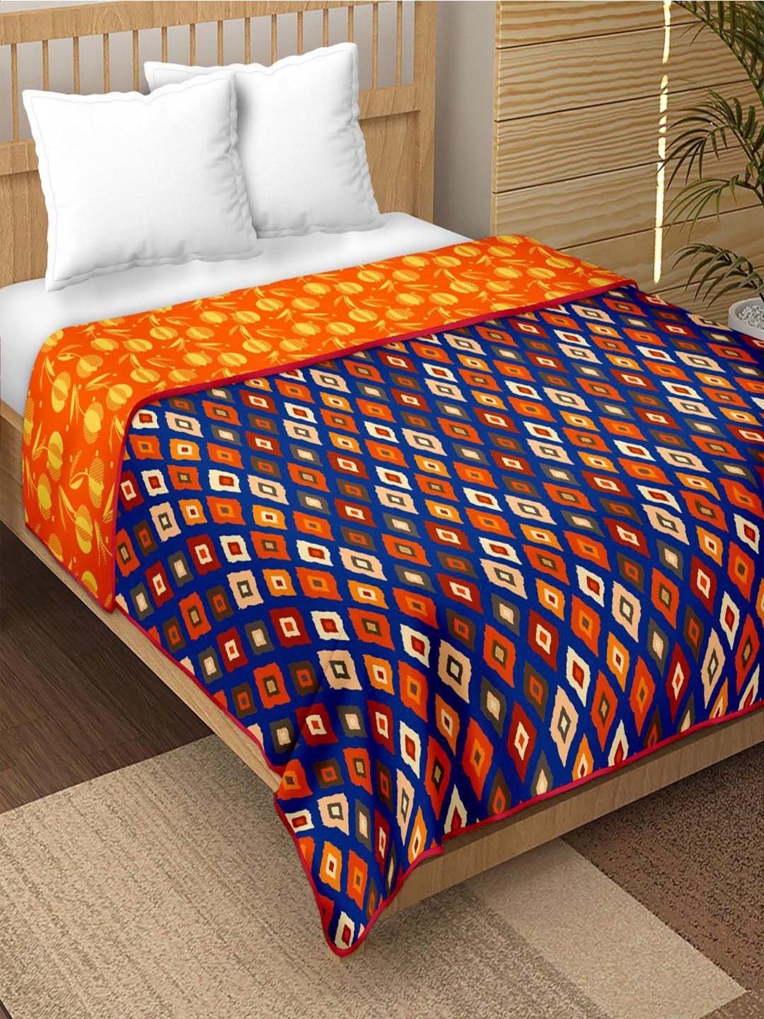 Bella Casa Breeze Collection Yellow & Blue 150 GSM Double Reversible Dohar