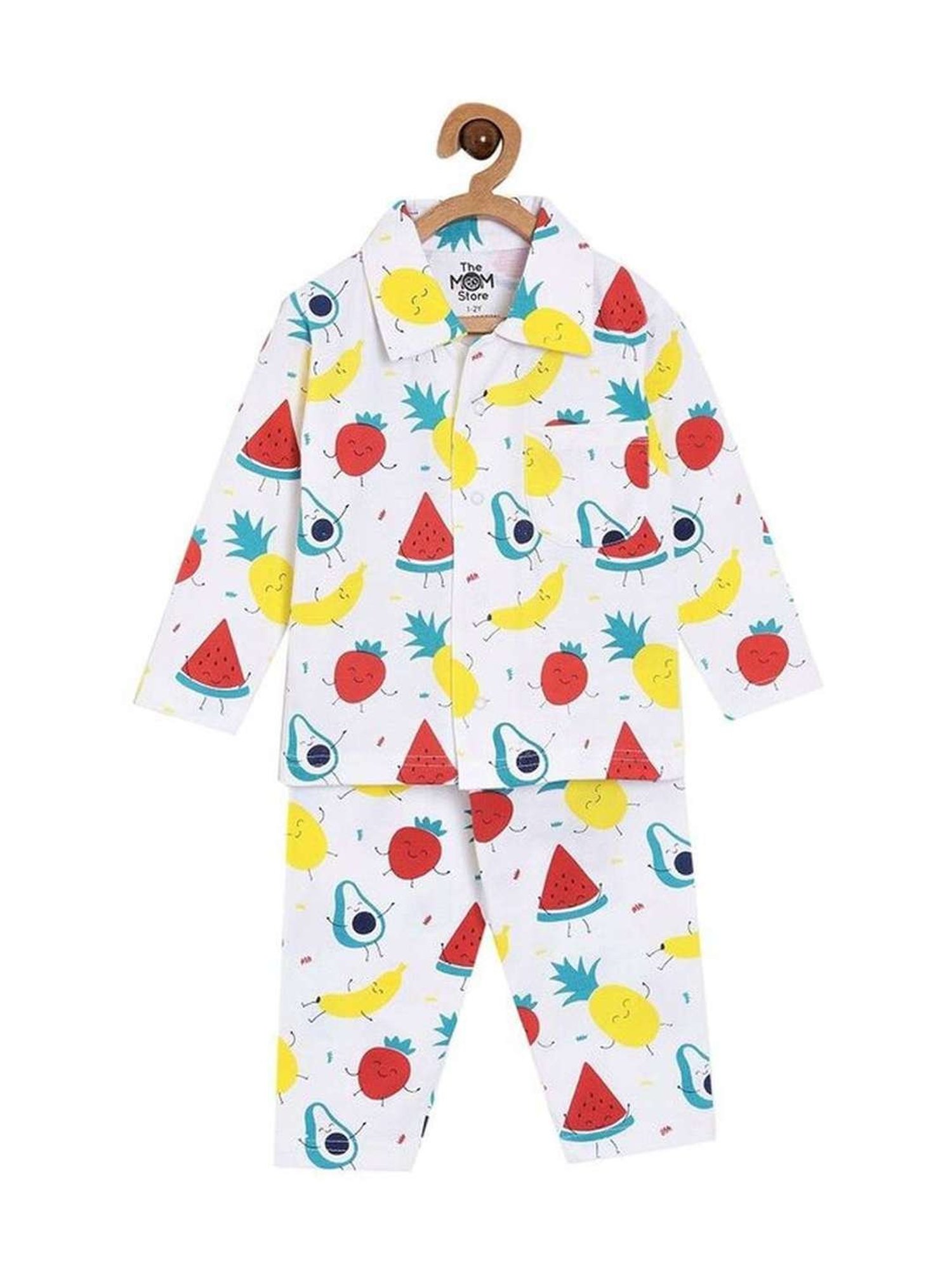 The Mom Store Boys Multicolor Cotton Printed Full Sleeves Shirt Set