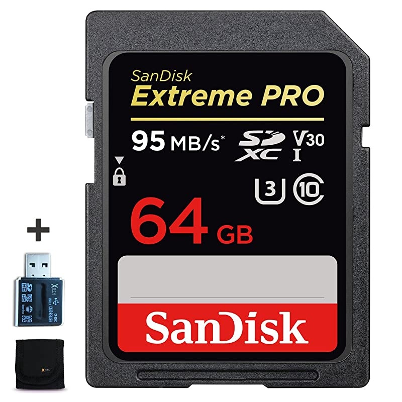 Extreme PRO 64GB SD Memory Card + Card Reader for Canon DSLR Cameras Including Canon EOS 80D 77D 70D EOS Rebel T7i T7 T6i T6S T6 T5i T5 T3i SL2 SL1 EOS 9000D 800D 760D 750D 1300D 1200D