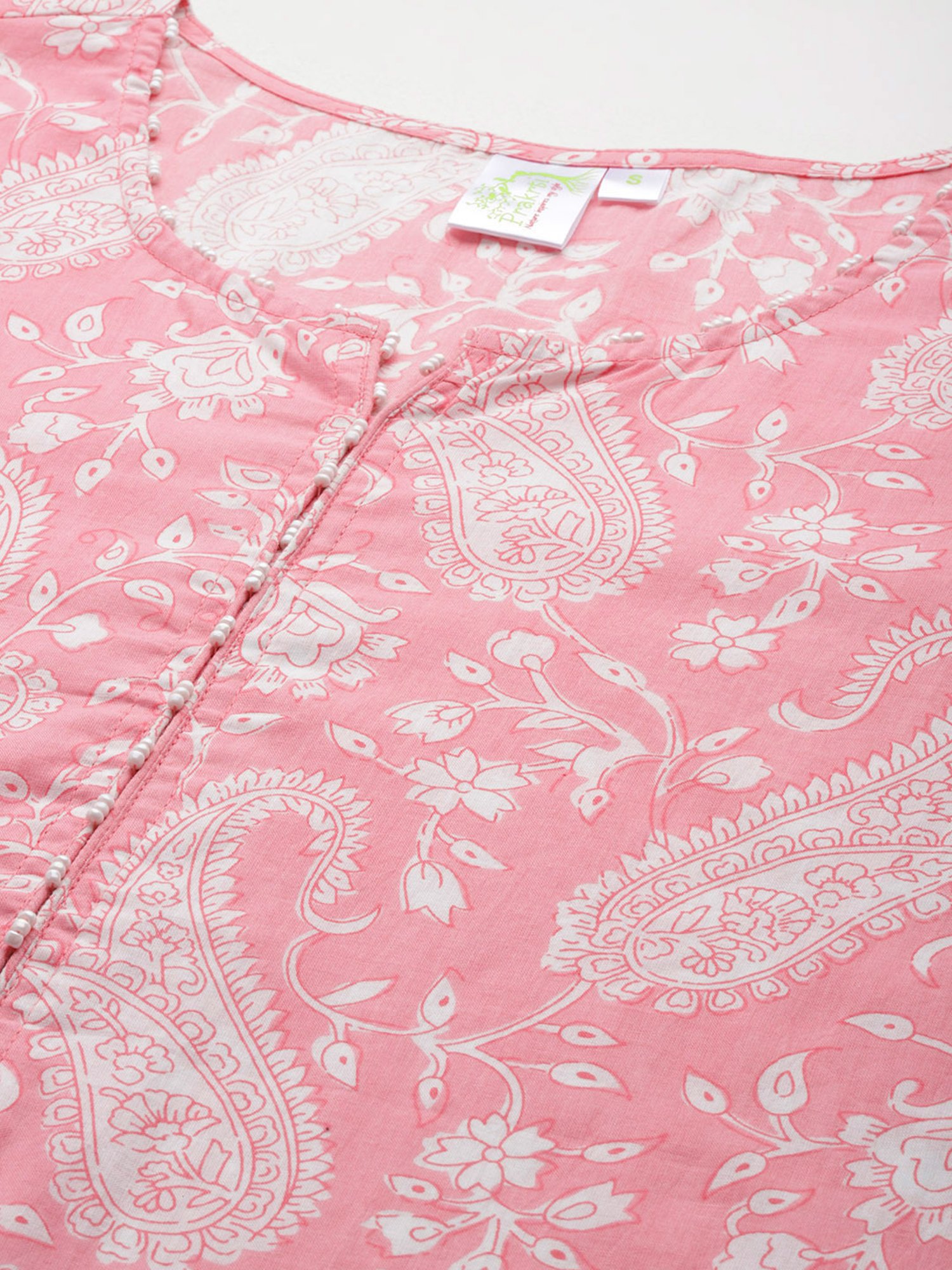 Prakrti Pink Cotton Printed Kurta With Pant & Dupatta