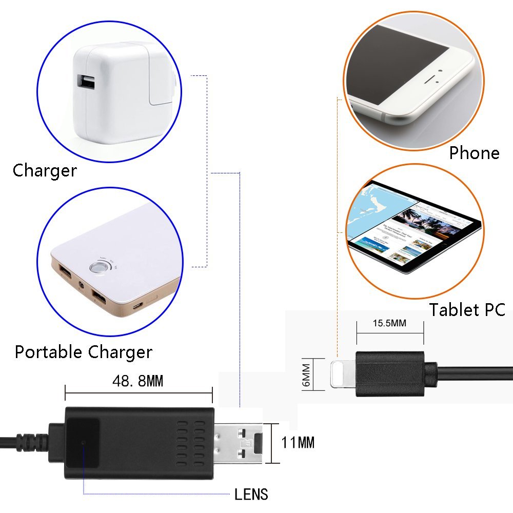 WiFi Mini Hidden Camera Wireless HD 1080P USB Charger Camera Nanny Hidden Cable Video Cam with Remote View/Motion Detection/Loop Recording for Home Security Surveillance