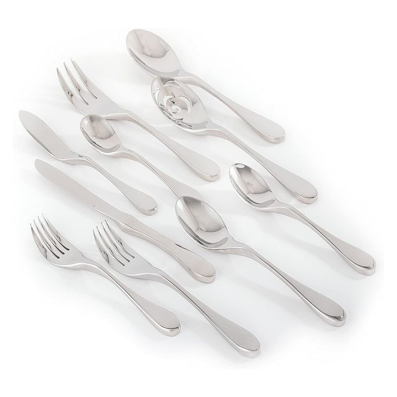 Knork Original 45 Piece Service for 8 Stainless Steel Silverware Cutlery Utensil Flatware Set with Forks, Knives, and Spoons, Silver Gloss