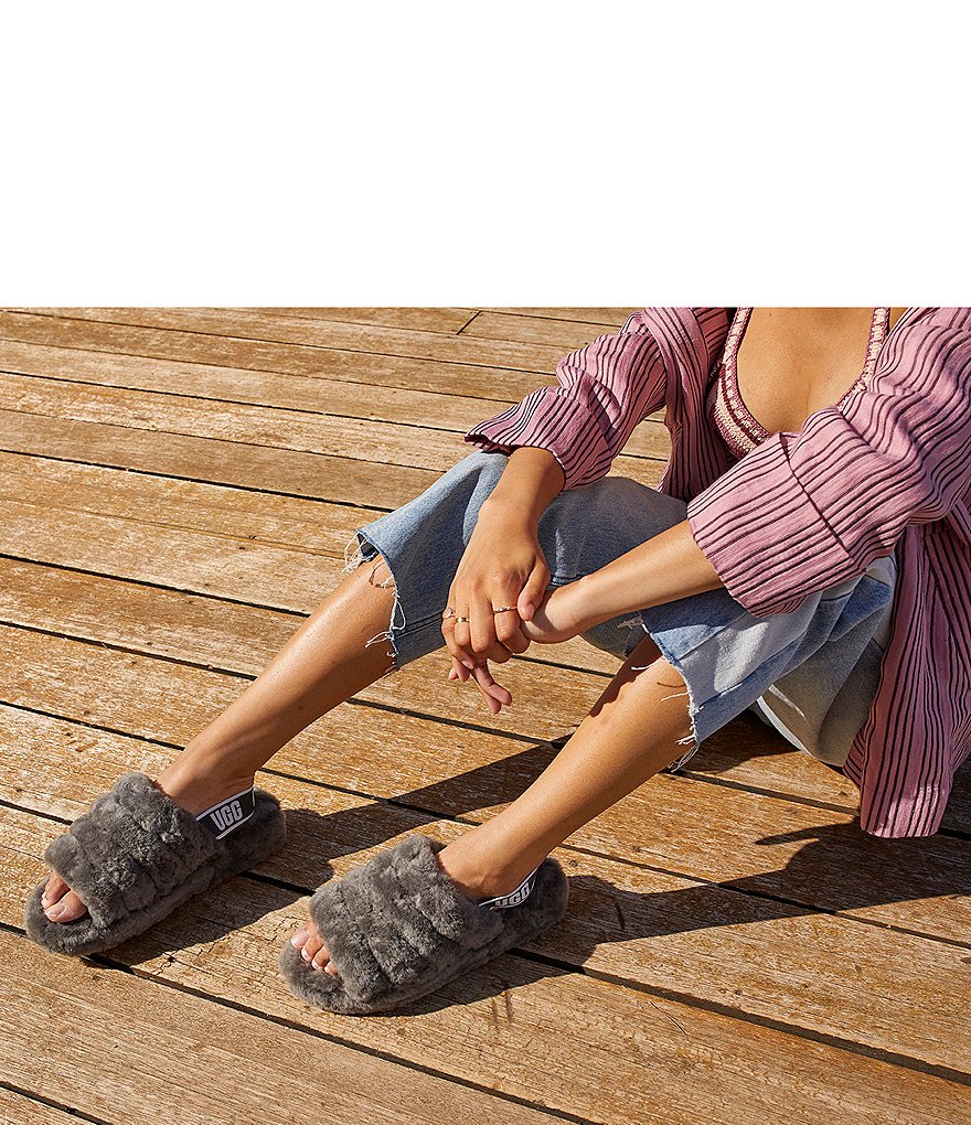 UGG&reg; Logo Fluff Yeah Fur Slides