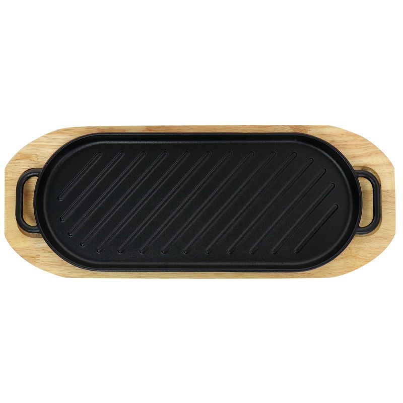 Gibson Home 2-Piece Calvary Nonstick Cast Iron Grill Pan with Wooden Base