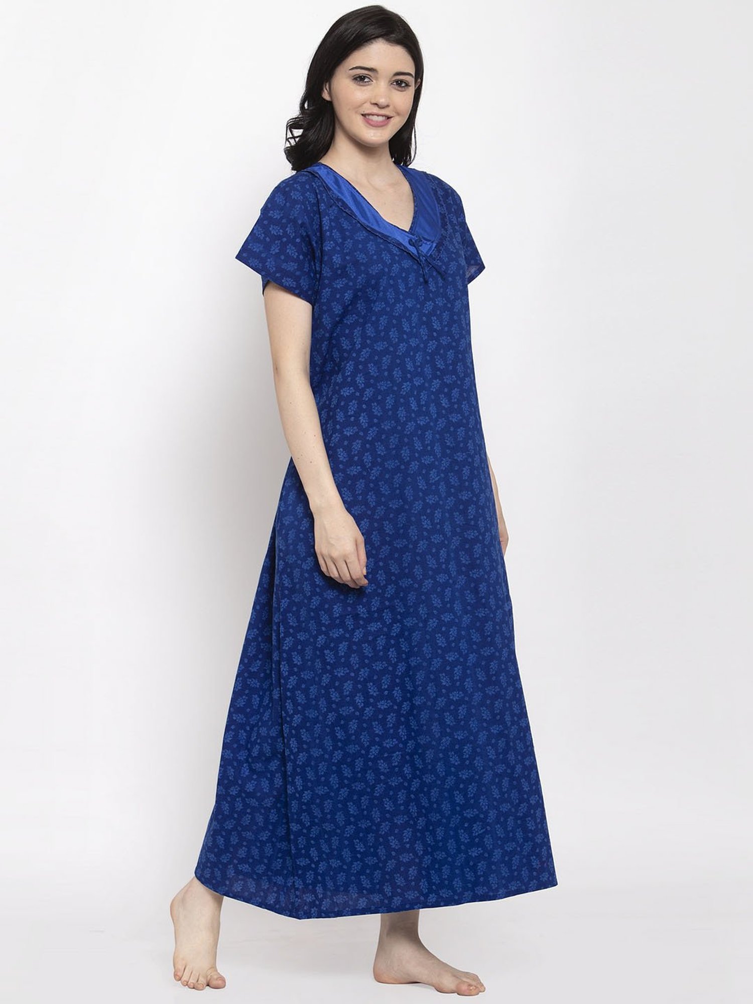 Secret Wish Blue Printed Nighty