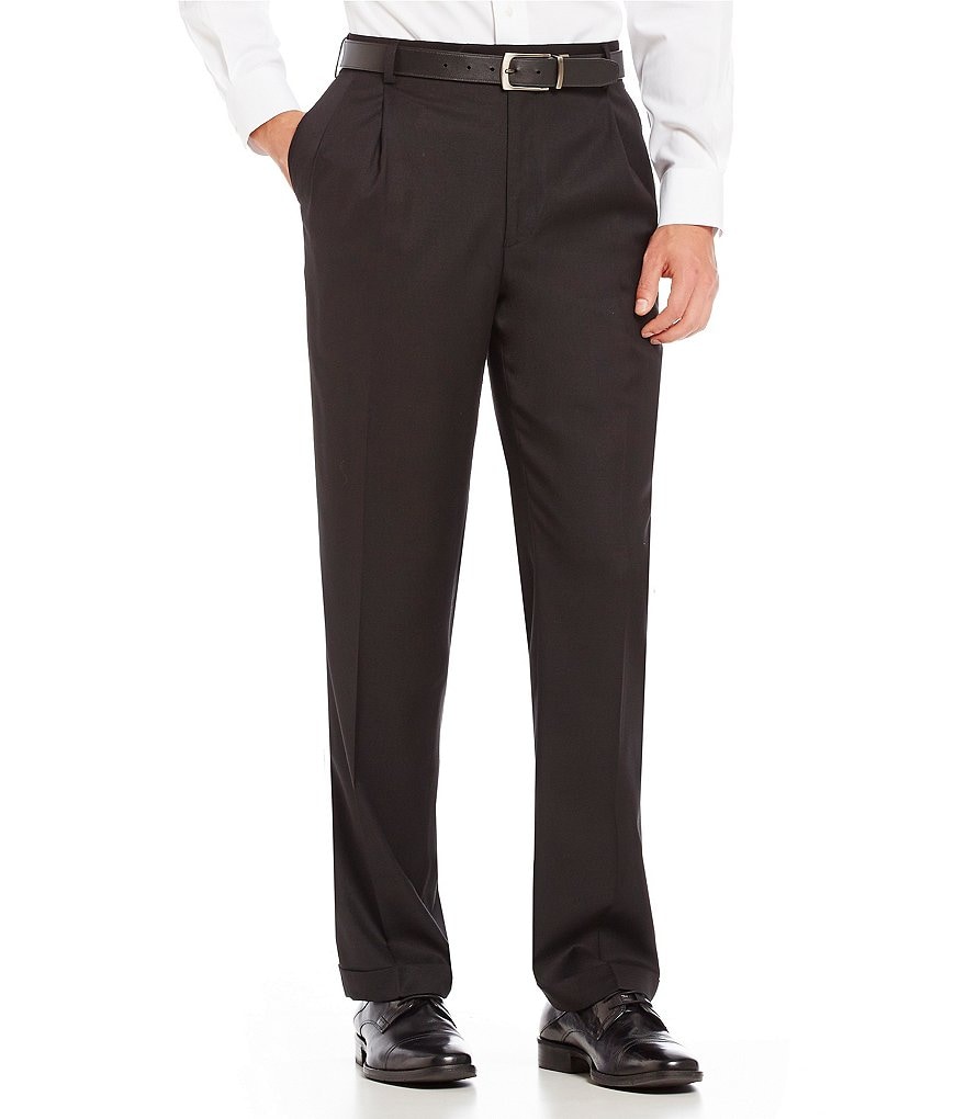 Roundtree & Yorke Big & Tall TravelSmart Pleated Front Relaxed Solid Dress Pants