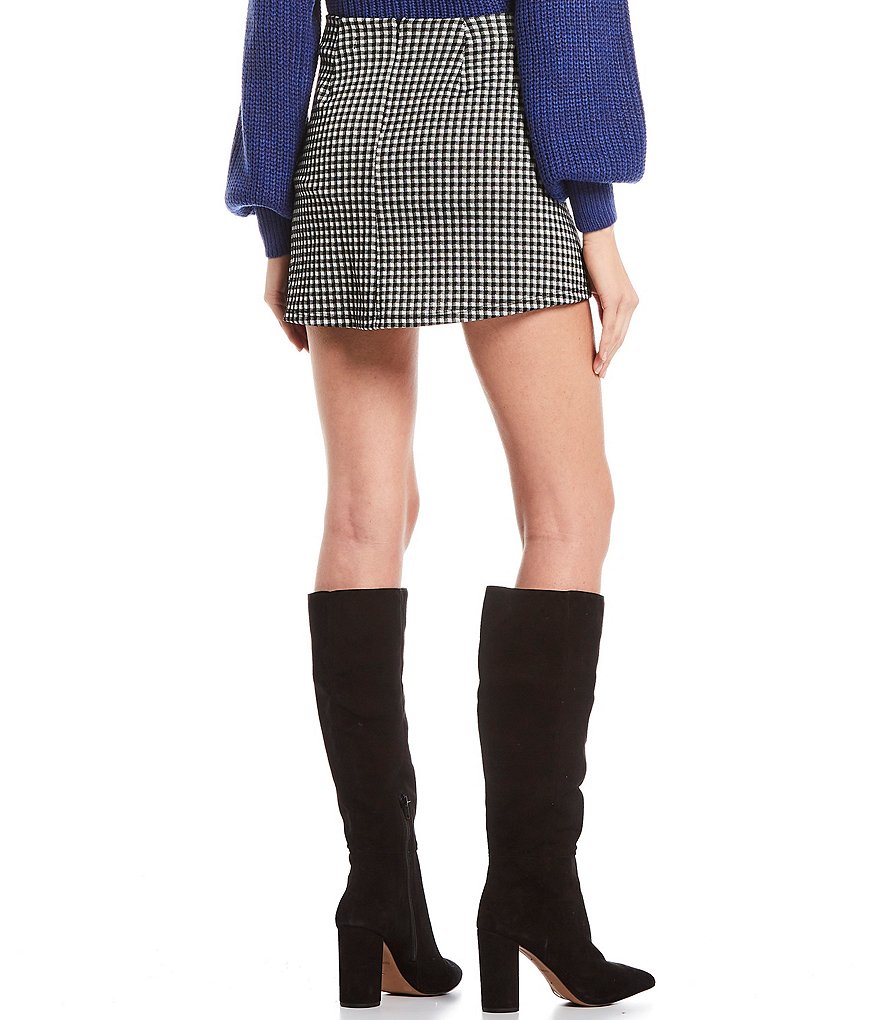 Originality Houndstooth Plaid Knit Mini Skirt