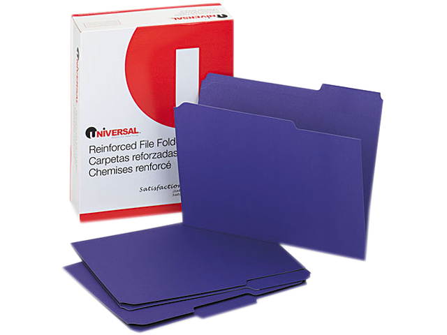 Colored File Folders, 1/3 Cut Assorted, Two-Ply Top Tab, Letter, Viole