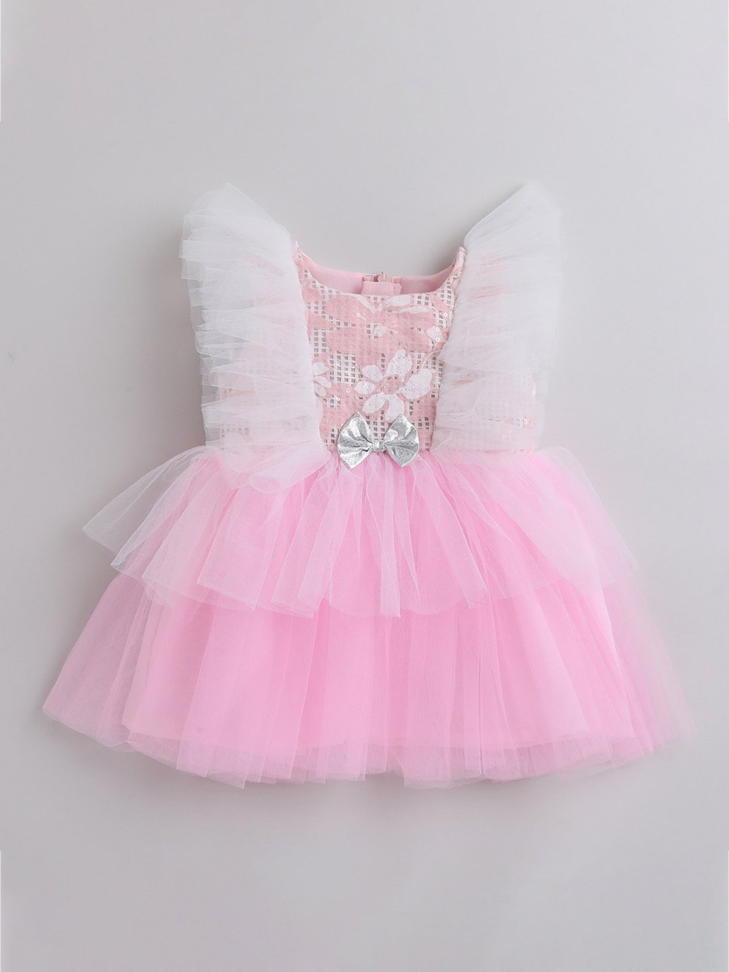 Many Frocks Kids Pink Self Design Dress